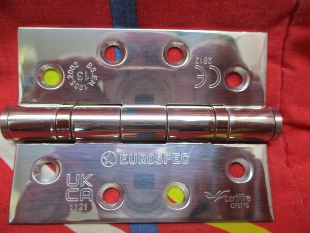 EUROSPEC GRADE 13 BALL BEARING P HINGE - BRIGHT STAINLESS STEEL (PAIR)