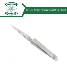 Scientific Labwares Stainless Steel Reverse Action Forceps Straight Fine Point