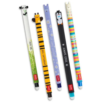 LEGAMI 5er Set Gel Schreiber Stift löschbar radierbar Stärke M PANDA HIPPO PANDA