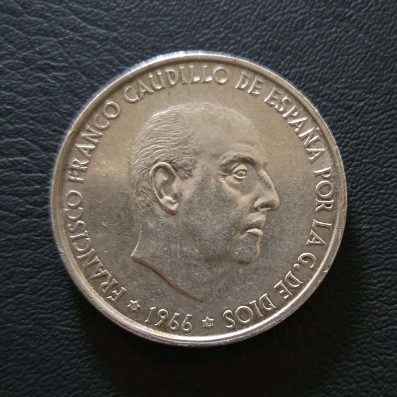 Spain 100 Pesetas Coin 1966 Francisco Franco 80% Silver 0.488 oz ASW.