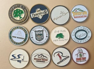 STUNNING 12 x 1" CLUB BALL MARKERS HIGH QUALITY EXCELLENT COND RARE MARKERS
