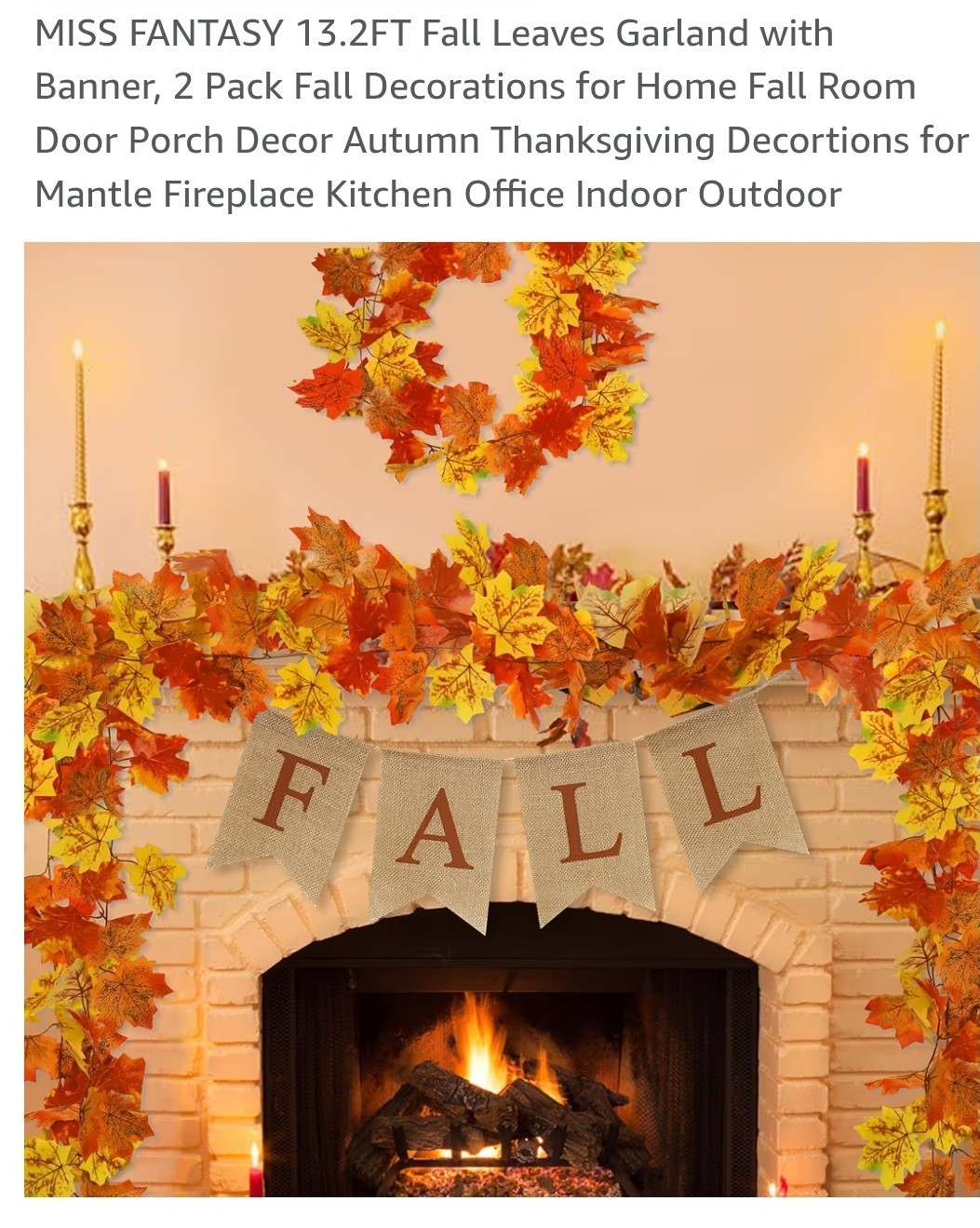 Fall Leaves Garland with Banner 2 P Fall Decorations for Home Fall Room Door