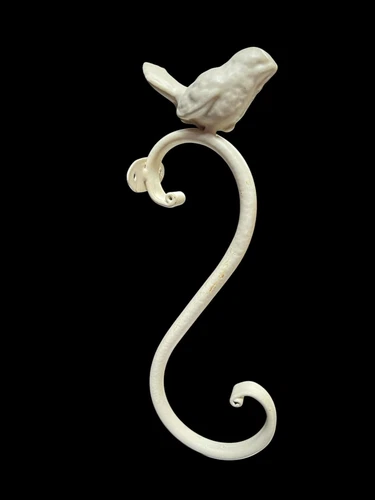 OFF WHITE Appendiabiti in ghisa uccellino montaggio a parete colore bianco sporco panna alto 8 5"