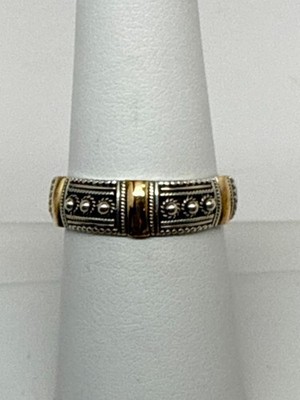 Crabtree Evelyn Bali sterling silver Ring 2 Tone Band 18k gold 7 Boho Limited