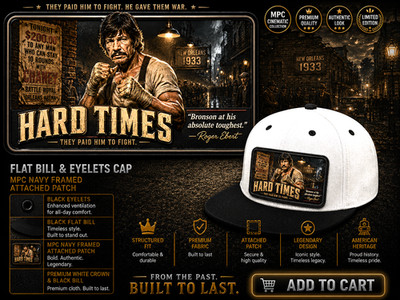 MOVIE ICONS Charles Bronson Hard Times Removable Metal Patch Flat Bill Snapback