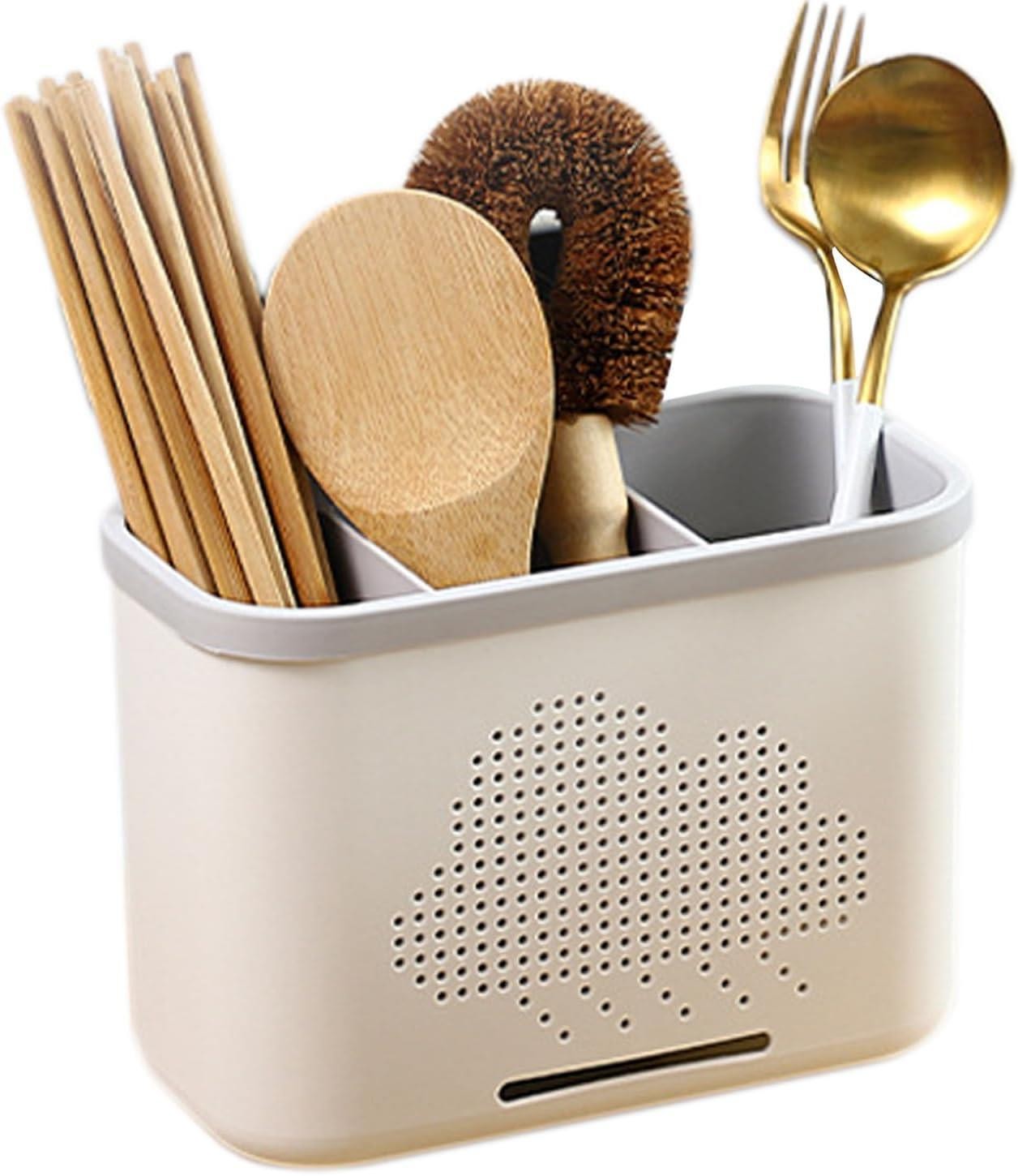 Kitchen Utensils Caddy 3 Compartment Cutlery Holder Organiser Dishwasher Safe