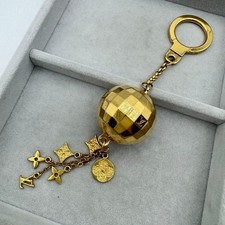 Louis Vuitton Keychain Disco Ball Glitter Gold Monogram Bag Charm LV From Japan