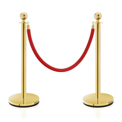 Stanchion Posts Gold Set 2 with Red Velvet Ropes Stainless Steel – Gold/Red