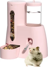 2 in 1 Hamster Water Bottle - Automatic Food Bowl, No Drip Small Animal Water Bo