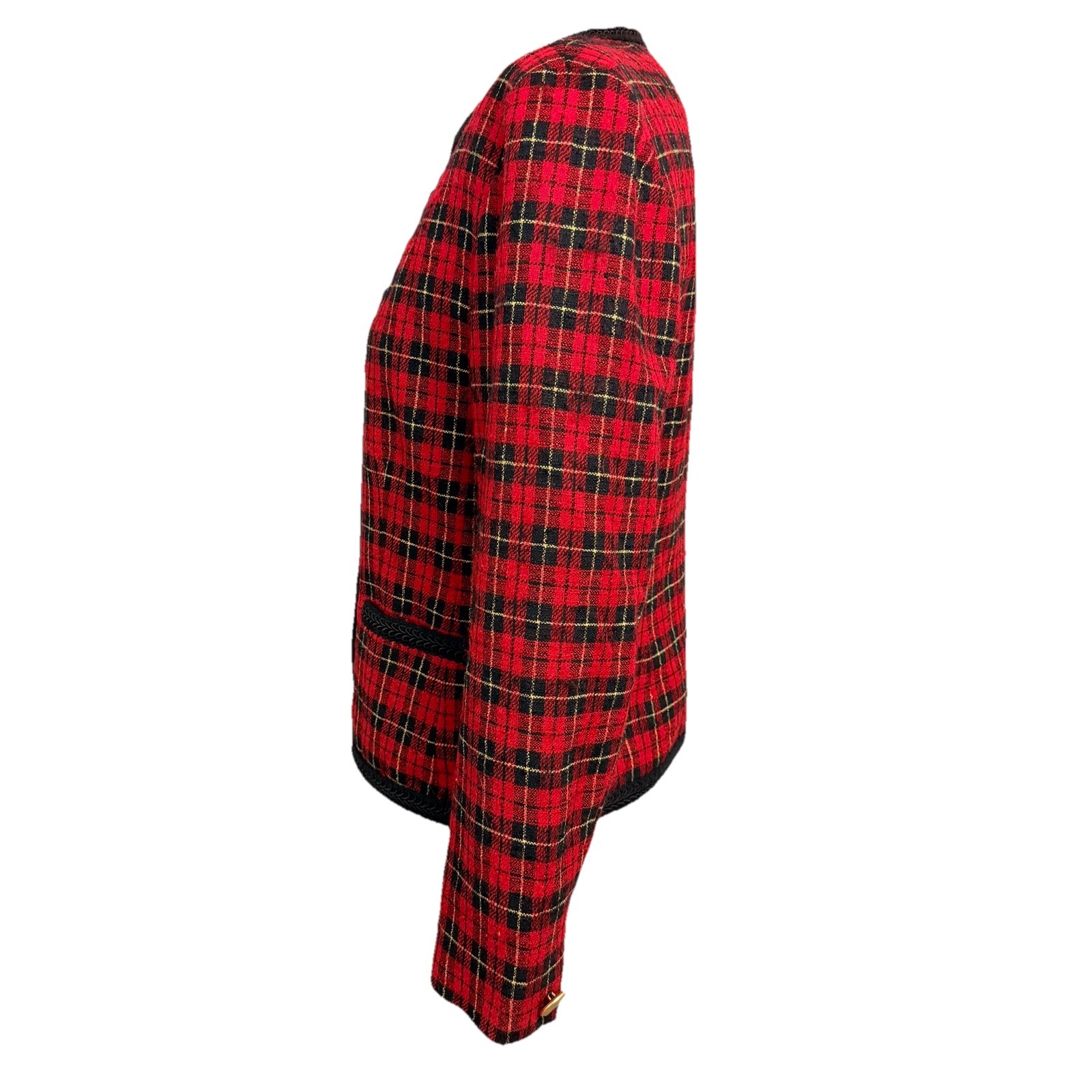 Pendleton Petite Wool Plaid Jacket Red Black Gold… - image 3