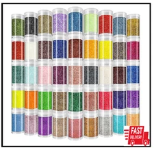 Ultra Fine Glitter for Nails, Set of 45 Colors, Extra Fine Resin Glitter Powder,