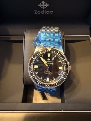 Zodiac Super Sea Wolf Compression Diver Black Dial Automatic Swiss Watch 40mm