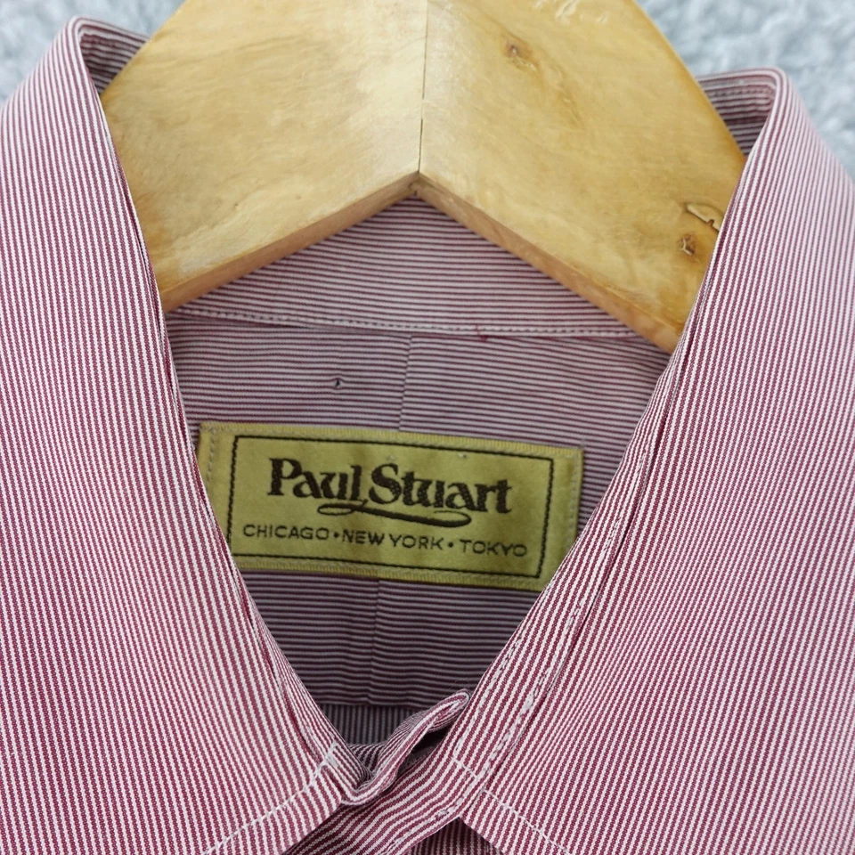 USA Vintage Paul Stuart Dress Shirt Mens L Long Sleeve Striped Button Up Cotton - Image 2 of 4