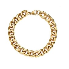 *UK* Mens Stainless Steel Cuban Bracelet 316L Curb Link Chain 18-25cm