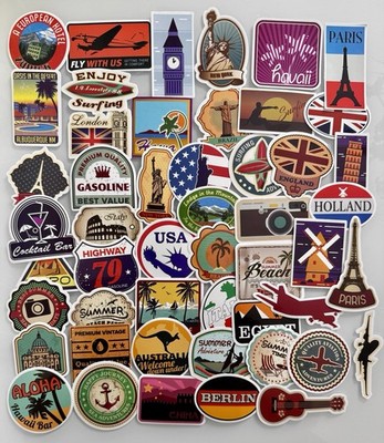 Stickerbomb 49 Set Aufkleber Sticker Urlaub Reisen Land Stadt Koffer Laptop