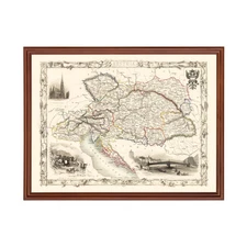 Old Map of Austria 1851 - Vintage Austria Art Wall Decor