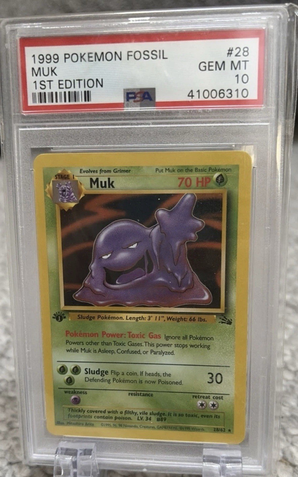 1999 Pokémon Fossil Muk #28 1st Edition PSA 10 GEM MINT – POP 282 Vintage