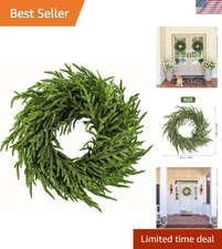 24-Inch Norfolk Pine Wreath - Real Touch Greenery for Elegant Holiday Decor