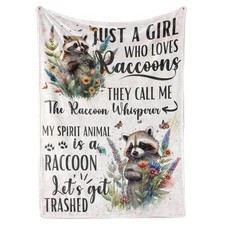 Raccoon Gifts For Women Throw Blanket For All Seasons Cozy Bedding 50x65 Inch