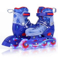 Kids Inline Skates for Boys Girls, 4-Size Adjustable Illuminating Roller Skates