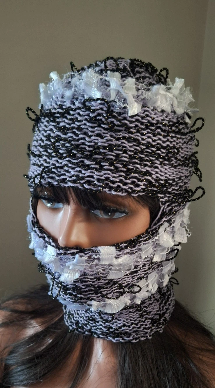 Textured Knit Balaclava – Handmade Ski Mask Beanie – Avant Garde Streetwear