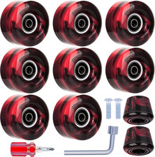 8 Pack Roller Skate Wheels with Bearings Installed and 2 Toe Stoppers for Double