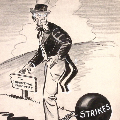 Strikes Hinder Economic Recovery Uncle Sam  Tampa Tribune George White Drawing