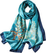 Large Silk Shawl Scarf for Women-Lightweight Satin Long Wrap Silky Fashion Neck