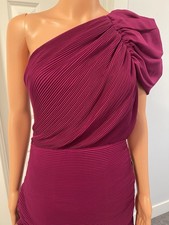 Express Magenta Pleated One Shoulder Short Bodycon Dress Size S