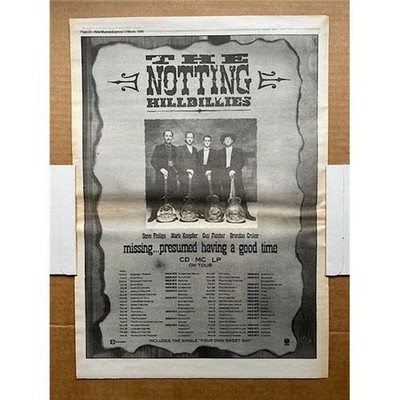 NOTTING HILLBILLIES MISSING... PRESUMED HAVING A GOOD TIME POSTER SIZED press ad