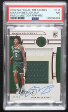 2022 National Treasures Rookie Red 27/75 MarJon Beauchamp PSA 7 Patch Auto 8d9