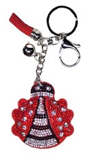 Cute Ladybug - Bling Crystal - Bag Charm Chain - Keychain Key Ring - Car Tassel