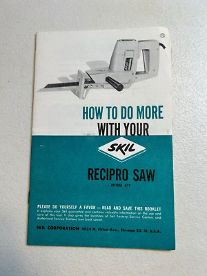 Vintage Skil Recipro Reciprocating Saw Model 577 Instruction Manual | eBay