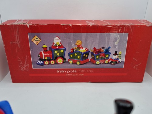 Christmas Train By Premier Decoration Ceramic Pots With Lids Table New Gift - Picture 11 of 14