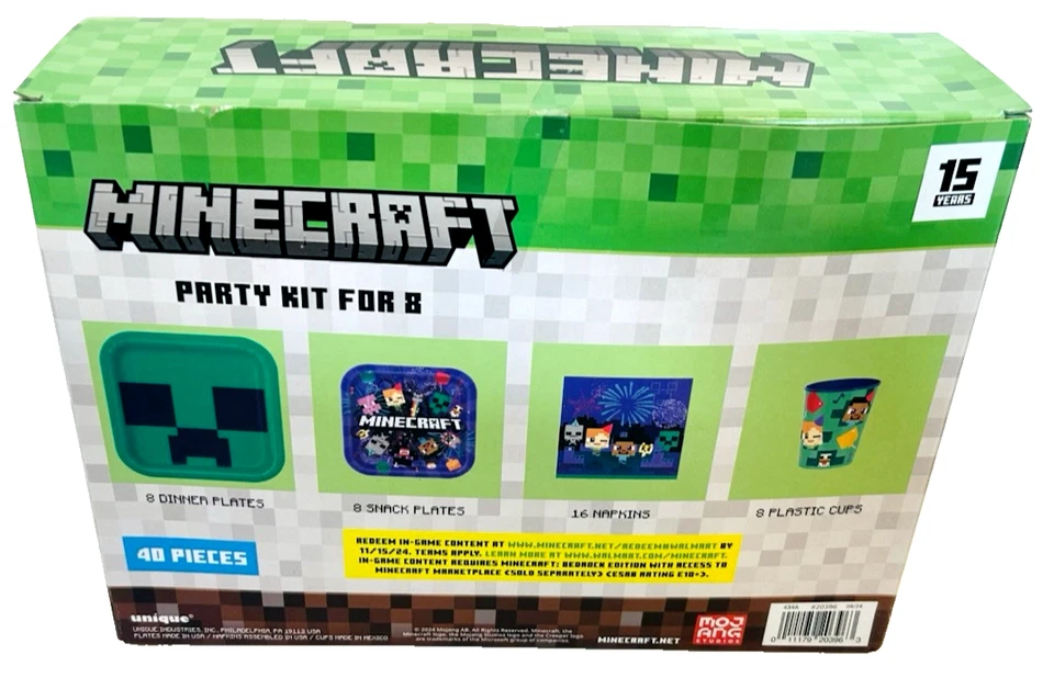 Minecraft Birthday Party Kits for 8 Guests 40 Pcs Total Plates, Napkins, Cups - Image 4 of 4