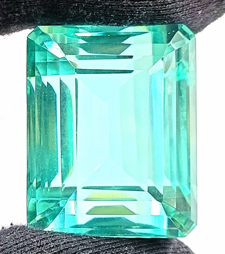 TANZANIA NEON BLUE APATITE 247 CARAT EGL CERTIFIED EMERALD SHAPE LOOSE GEMSTONE - Picture 8 of 10