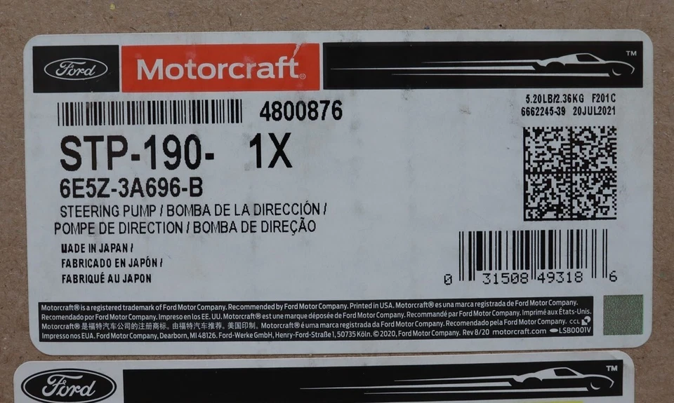 NUEVO Bomba de dirección asistida Motorcraft STP-190 Ford Fusion Mercury Milan 3,0 L 06-09 Foto 2 de 4