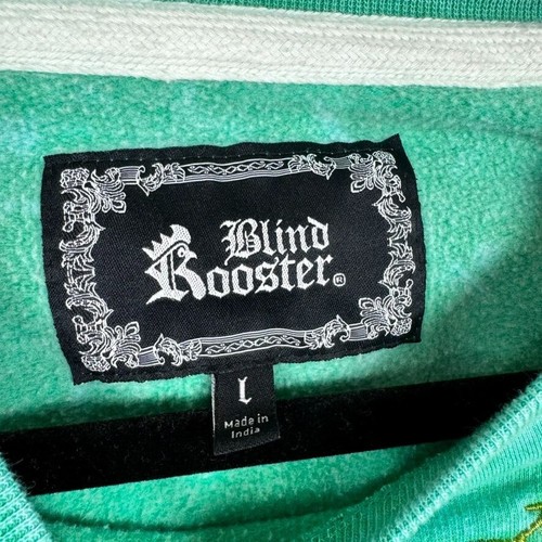 Blind Rooster Jade Green Tie Dye Sweatshirt Embroidered Cherry Blossoms L - Picture 6 of 9