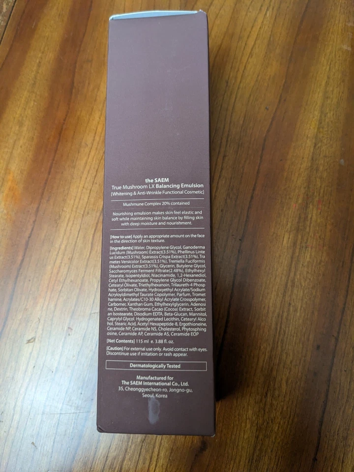 The SAEM True Mushroom LX Emulsión Equilibrante 115 ml Reafirmante Antienvejecimiento K-Beauty Foto 3 de 4