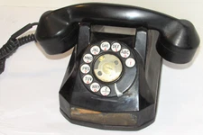 VINTAGE AUTOMATIC ELECTRIC MONOPHONE ROTARY DIAL DESK TELEPHONE/PHONE! BLACK! AE