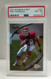 Tony Gonzalez 1997 Bowman's Best Rookie Card RC PSA 8 Mint KC Chiefs | eBay