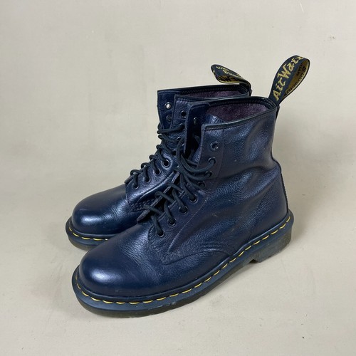 Botas de media pantorrilla Dr. Martens UK 6 EU 39 azul púrpura cuero con cordones botas de gasolina - Imagen 6 de 13