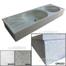 Lavandino lavello Acquaio cm.148 cucina in cemento e graniglia di marmo levigata