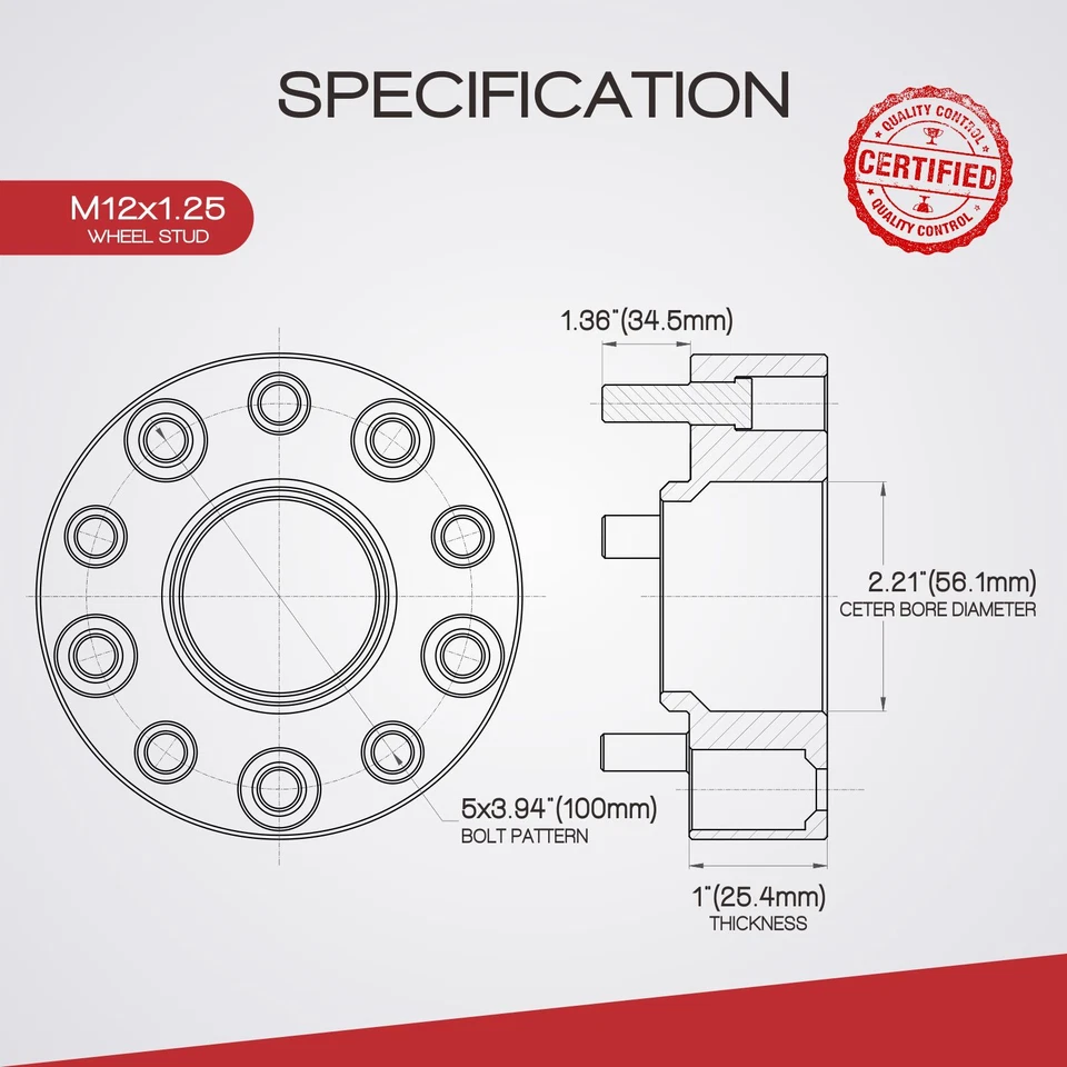 4 piezas espaciadores de rueda centrados en el cubo 1" 5x100 para Subaru Impreza Crosstrek WRX 2.5 FR-S Foto 4 de 4