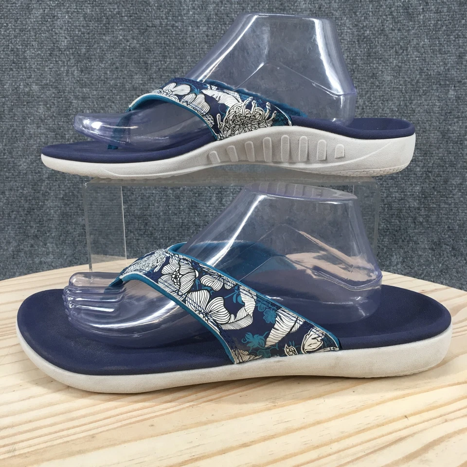 Sandalias Spenco para mujer 12 Yumi tropicales chanclas tanga planas sin cordones azules informales Foto 2 de 4