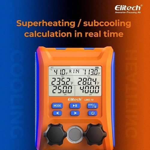 Digital Manifold Gauge 2-Way Valve with Thermometer Clamps for HVAC Systems, LMG - Picture 4 of 8