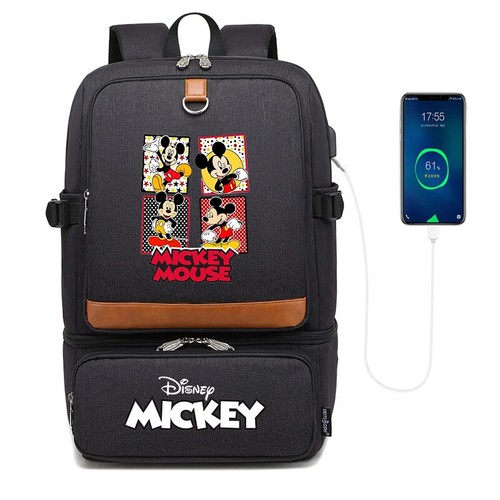 Mickey Minnie Backpacks Laptop USB Waterproof Cooler Bag Picnic Lunch Bag new - Picture 11 of 52