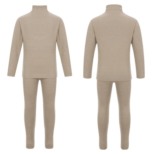 Girls Boys Loungewear Winter Thermal Underwear Kids Pajamas Set Solid Color - Picture 4 of 49