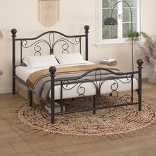 Twin Full Queen Metal Bed Frame with Modern Headboard and Footboard