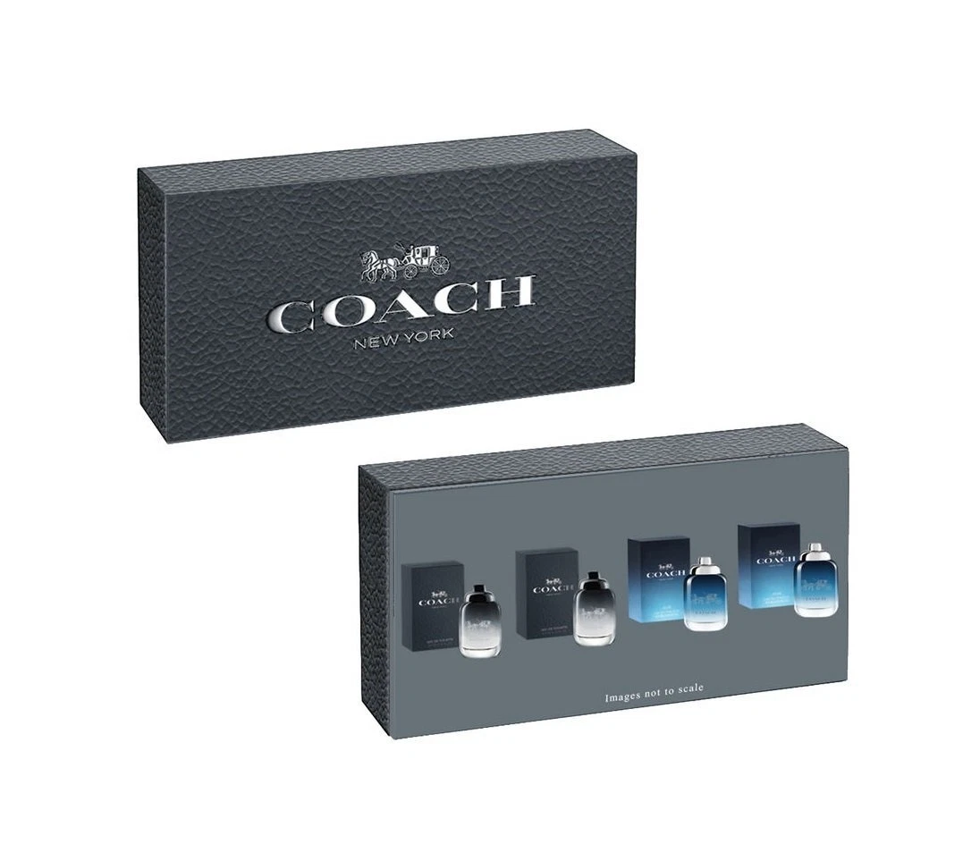 Coach Men 4 piece Miniature Gift Set includes 2x coach edt+ 2x blue edt NIB